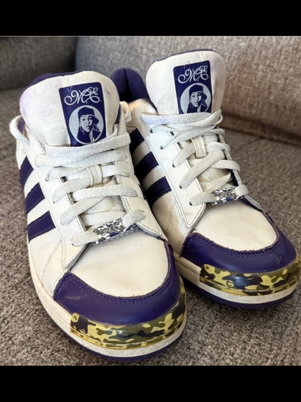 Adidas Missy Elliott Respect ME Bassline Sneakers White Purple Camo Womens Sz 8